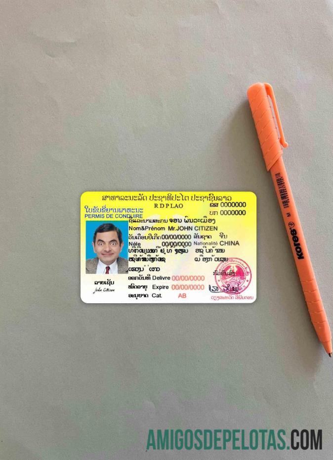 Carteira de habilitação do Laos fotolook frente amostra